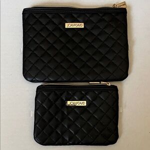 Joan & David Diamond Quilted Cosmetic Pouch Set with Gold Hardware